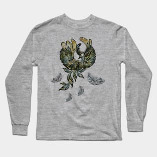 Elegant peacock in green colors. Long Sleeve T-Shirt